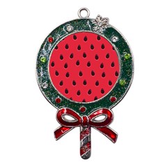 Seamless-watermelon-surface-texture Metal X mas Lollipop With Crystal Ornament by Salman4z