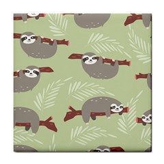 Sloths-pattern-design Tile Coaster by Salman4z