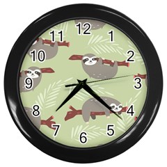 Sloths-pattern-design Wall Clock (black) by Salman4z