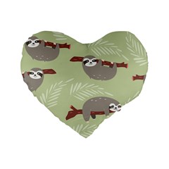 Sloths-pattern-design Standard 16  Premium Heart Shape Cushions by Salman4z