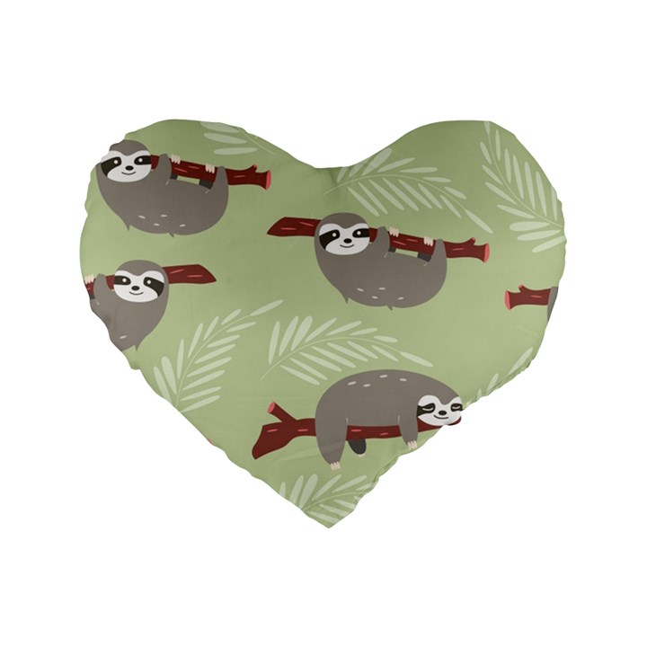 Sloths-pattern-design Standard 16  Premium Heart Shape Cushions