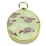 Sloths-pattern-design Gold Compasses Front