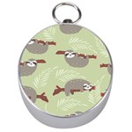 Sloths-pattern-design Silver Compasses Front