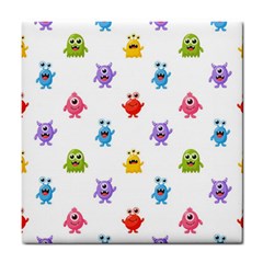 Seamless-pattern-cute-funny-monster-cartoon-isolated-white-background Tile Coaster by Salman4z