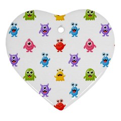 Seamless-pattern-cute-funny-monster-cartoon-isolated-white-background Ornament (heart) by Salman4z