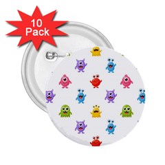 Seamless-pattern-cute-funny-monster-cartoon-isolated-white-background 2 25  Buttons (10 Pack)  by Salman4z