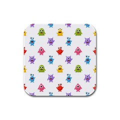 Seamless-pattern-cute-funny-monster-cartoon-isolated-white-background Rubber Square Coaster (4 Pack) by Salman4z