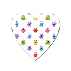 Seamless-pattern-cute-funny-monster-cartoon-isolated-white-background Heart Magnet by Salman4z