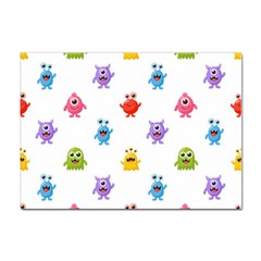 Seamless-pattern-cute-funny-monster-cartoon-isolated-white-background Sticker A4 (10 Pack) by Salman4z