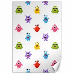 Seamless-pattern-cute-funny-monster-cartoon-isolated-white-background Canvas 12  X 18  by Salman4z