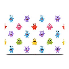 Seamless-pattern-cute-funny-monster-cartoon-isolated-white-background Plate Mats by Salman4z