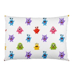 Seamless-pattern-cute-funny-monster-cartoon-isolated-white-background Pillow Case by Salman4z