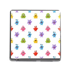 Seamless-pattern-cute-funny-monster-cartoon-isolated-white-background Memory Card Reader (square 5 Slot) by Salman4z