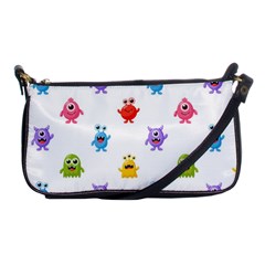 Seamless-pattern-cute-funny-monster-cartoon-isolated-white-background Shoulder Clutch Bag by Salman4z