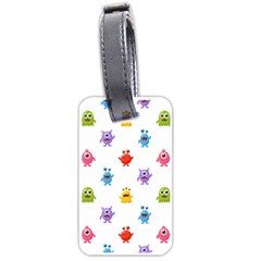 Seamless-pattern-cute-funny-monster-cartoon-isolated-white-background Luggage Tag (one Side) by Salman4z