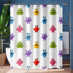 Seamless-pattern-cute-funny-monster-cartoon-isolated-white-background Shower Curtain 60  X 72  (medium)  by Salman4z