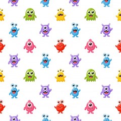 Seamless-pattern-cute-funny-monster-cartoon-isolated-white-background Play Mat (rectangle) by Salman4z