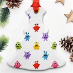 Seamless-pattern-cute-funny-monster-cartoon-isolated-white-background Ornament (Christmas Tree)  Front