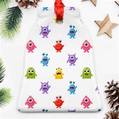 Seamless-pattern-cute-funny-monster-cartoon-isolated-white-background Bell Ornament (two Sides)