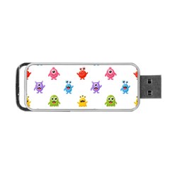 Seamless-pattern-cute-funny-monster-cartoon-isolated-white-background Portable Usb Flash (two Sides) by Salman4z