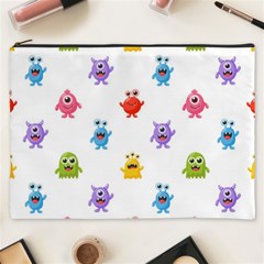 Seamless-pattern-cute-funny-monster-cartoon-isolated-white-background Cosmetic Bag (xxxl) by Salman4z