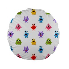 Seamless-pattern-cute-funny-monster-cartoon-isolated-white-background Standard 15  Premium Round Cushions by Salman4z