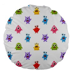 Seamless-pattern-cute-funny-monster-cartoon-isolated-white-background Large 18  Premium Round Cushions by Salman4z