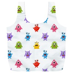 Seamless-pattern-cute-funny-monster-cartoon-isolated-white-background Full Print Recycle Bag (xxl) by Salman4z