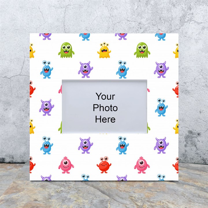 Seamless-pattern-cute-funny-monster-cartoon-isolated-white-background White Box Photo Frame 4  x 6 