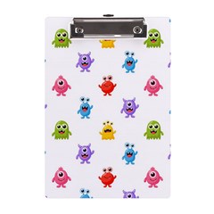 Seamless-pattern-cute-funny-monster-cartoon-isolated-white-background A5 Acrylic Clipboard by Salman4z