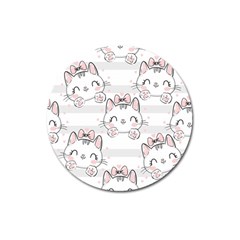 Cat-with-bow-pattern Magnet 3  (round) by Salman4z