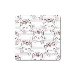 Cat-with-bow-pattern Square Magnet by Salman4z