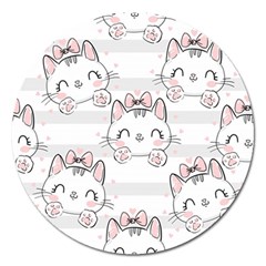 Cat-with-bow-pattern Magnet 5  (round) by Salman4z