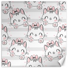 Cat-with-bow-pattern Canvas 16  X 16  by Salman4z