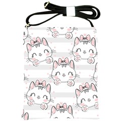 Cat-with-bow-pattern Shoulder Sling Bag by Salman4z