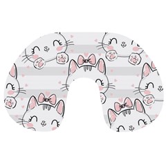 Cat-with-bow-pattern Travel Neck Pillow by Salman4z