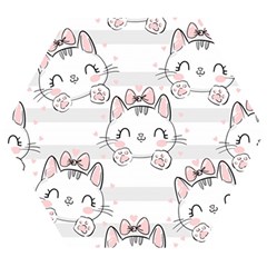 Cat-with-bow-pattern Wooden Puzzle Hexagon by Salman4z