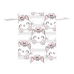 Cat-with-bow-pattern Lightweight Drawstring Pouch (l) by Salman4z