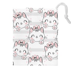 Cat-with-bow-pattern Drawstring Pouch (5xl) by Salman4z