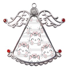 Cat-with-bow-pattern Metal Angel With Crystal Ornament