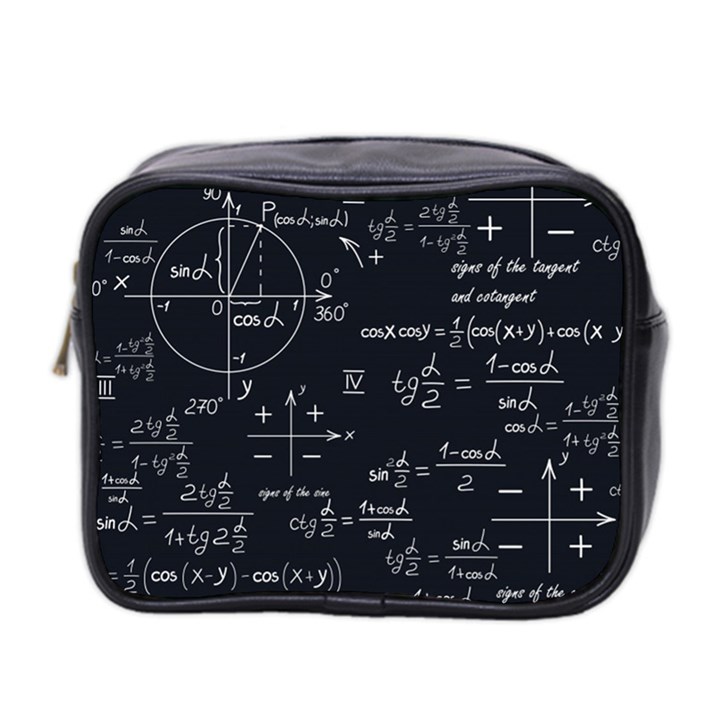 Mathematical-seamless-pattern-with-geometric-shapes-formulas Mini Toiletries Bag (Two Sides)