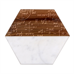 Mathematical-seamless-pattern-with-geometric-shapes-formulas Marble Wood Coaster (hexagon)  by Salman4z