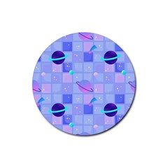 Seamless-pattern-pastel-galaxy-future Rubber Coaster (round) by Salman4z