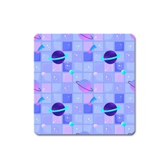 Seamless-pattern-pastel-galaxy-future Square Magnet by Salman4z