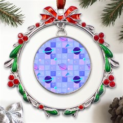 Seamless-pattern-pastel-galaxy-future Metal X mas Wreath Ribbon Ornament