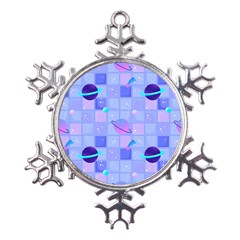 Seamless-pattern-pastel-galaxy-future Metal Large Snowflake Ornament by Salman4z