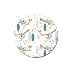 Pattern-sloth-woodland Magnet 3  (round) by Salman4z