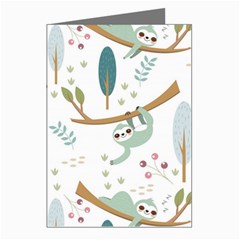 Pattern-sloth-woodland Greeting Cards (pkg Of 8) by Salman4z