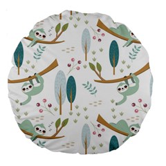 Pattern-sloth-woodland Large 18  Premium Round Cushions by Salman4z