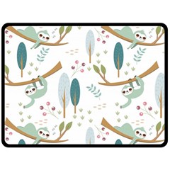 Pattern-sloth-woodland Two Sides Fleece Blanket (large) by Salman4z